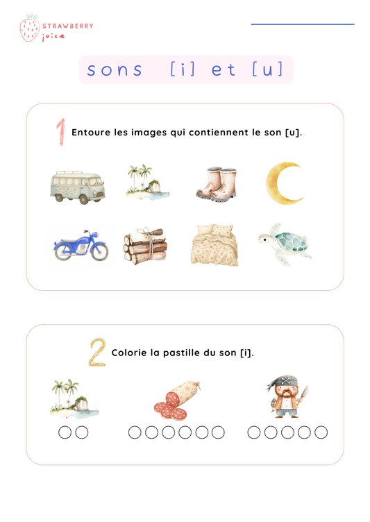 Fiches des sons [i] et [y] / i et u